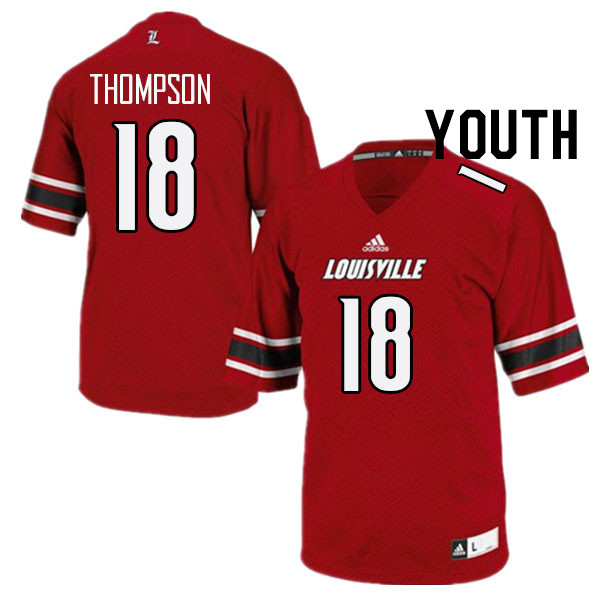 Youth #18 Jadon Thompson Louisville Cardinals College Football Jerseys Stitched Sale-Red